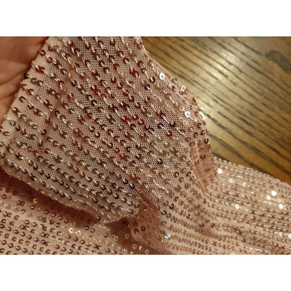 New Medium Eilly Bazar Pink Sequin One Shoulder Bodycon Ruched Party Dress NWT - Picture 5 of 7
